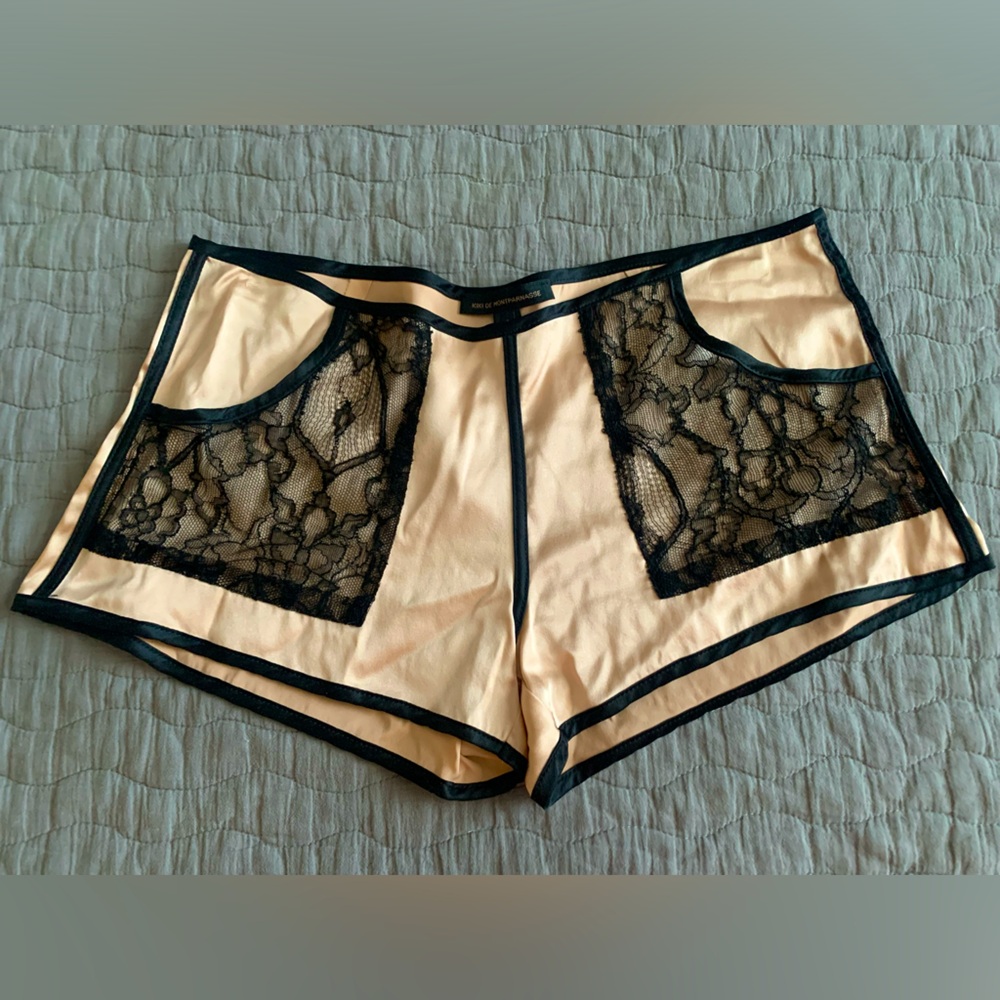 kiki de montparnasse tap short. silk 95% lycra 5% and lace, size S